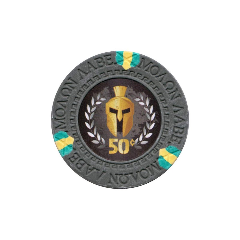 Versa Games Spartan Clay Poker Chips in 13.5g Weight Pack of 50 (Choose Colors) (Silver)
