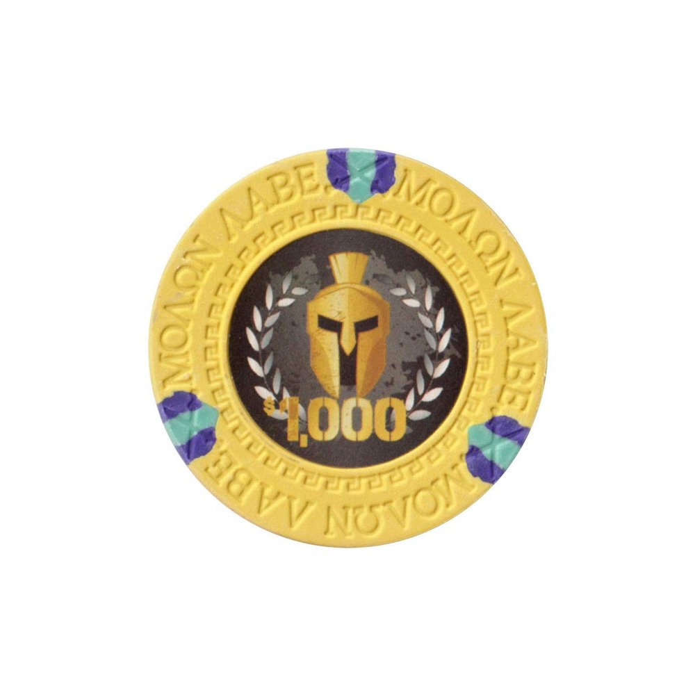 Versa Games Spartan Clay Poker Chips in 13.5g Weight Pack of 50 (Choose Colors) (Yellow)