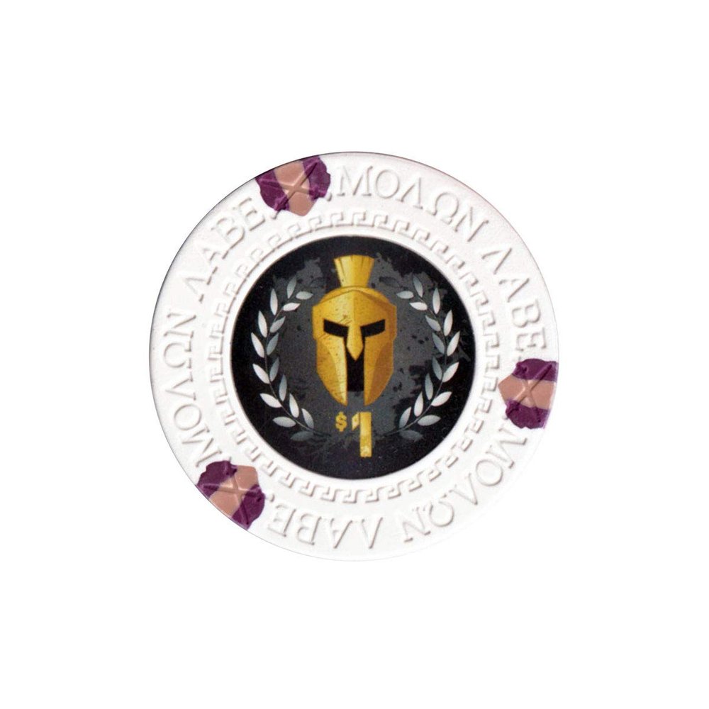 Versa Games Spartan Clay Poker Chips in 13.5g Weight Pack of 50 (Choose Colors) (White)