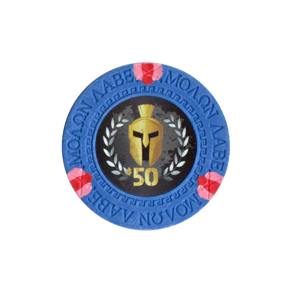 Versa Games Spartan Clay Poker Chips in 13.5g Weight Pack of 50 (Choose Colors) (Blue)