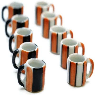 10 Set of Miniature Modern-Style Coffee Mugs or Tea Cups Designed for Miniature Kitchen Vintage, and Fantasy.