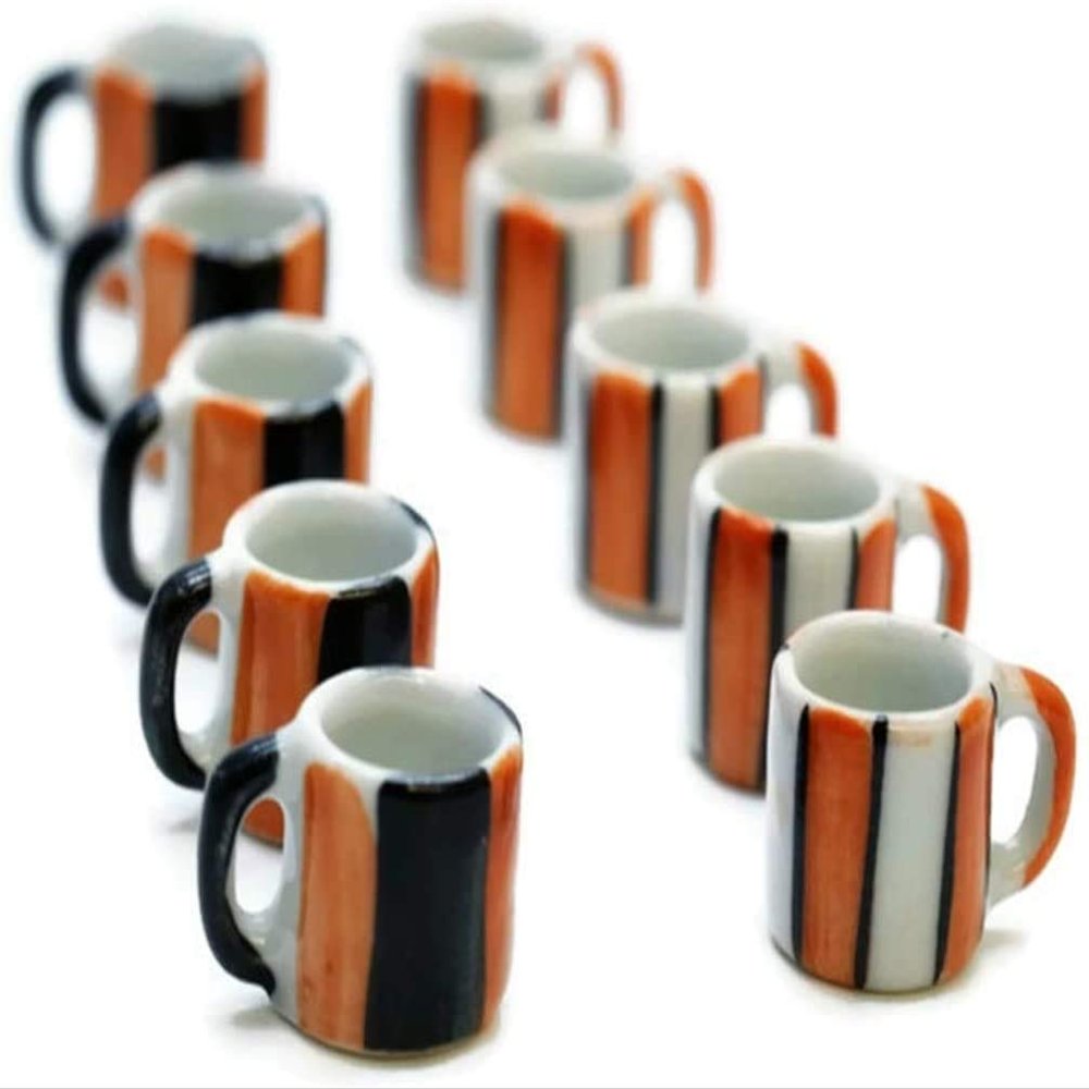 10 Set of Miniature Modern-Style Coffee Mugs or Tea Cups Designed for Miniature Kitchen Vintage, and Fantasy.