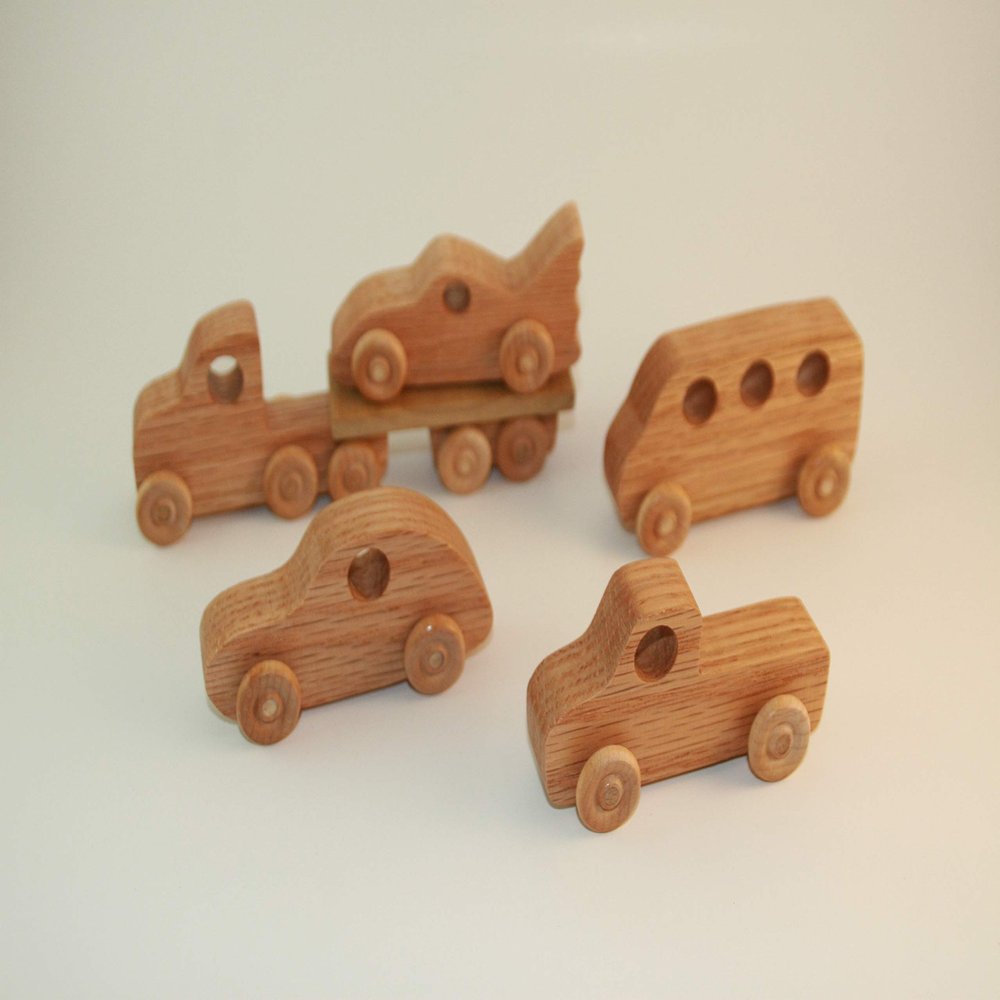 Small 5 car wood set - oak