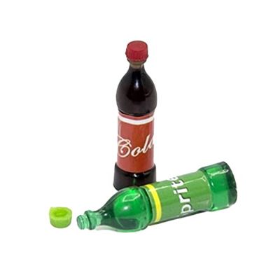 Melody Jane Dolls Houses Dollhouse 2 Bottles Cola Pop Lemon Soda Miniature Shop Store Bar Accessory