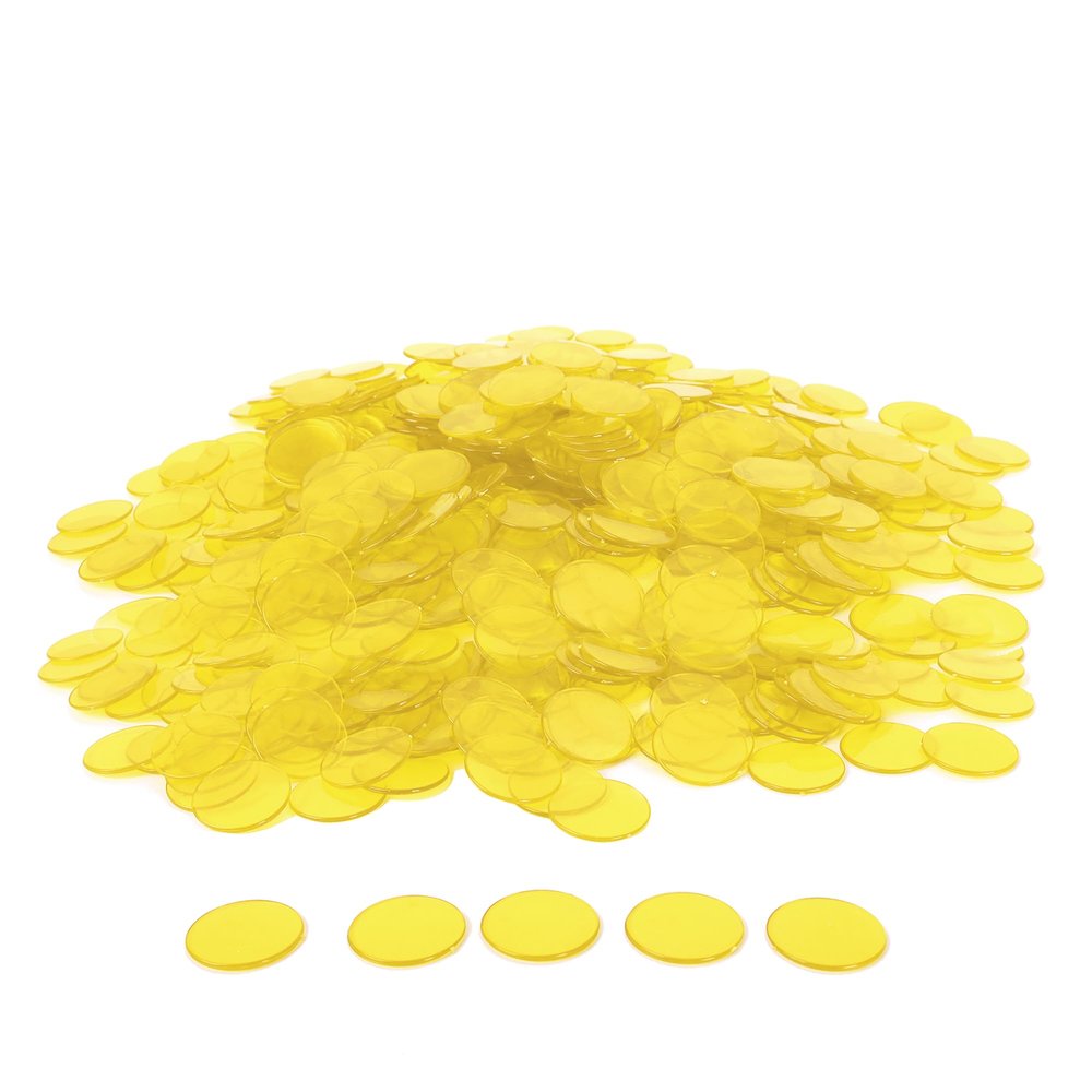 GSE Games & Sports Expert Yellow Bingo Chips, 500 Pieces 3/4-Inch High-Contrast Transparent Counting Chips for Bingo Games, Parties