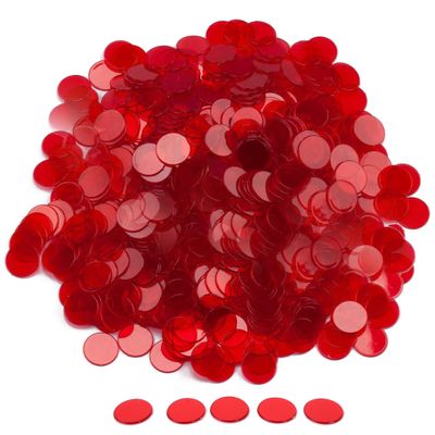 GSE Games & Sports Expert Red Bingo Chips, 1,000 Pieces 3/4-Inch High-Contrast Transparent Counting Chips for Bingo Games, Parties