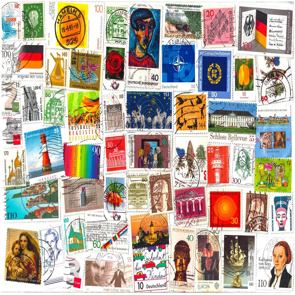 1000 Stamps from Germany (East, WEST, Federal) Mixed Philately Used Postage Stamps Off Paper