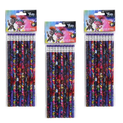 3-Pack Trolls World Tour 10ct #2 Wood Pencils (30 Total)