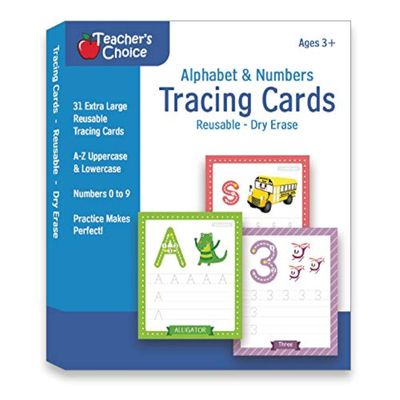 Alphabet & Number Tracing Cards, Reusable, Dry Erase, Upper & Lower Case, 31 Large Reusable, Repetitive Tracing Cards, Improve Writing Skills, Flash Cards - Stocking Stuffer