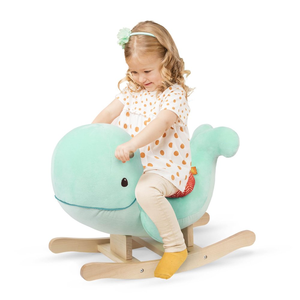 B. toys Whale Rocker Echo Wooden Ride On Rocking Toy for Toddlers Classic & Durable Design Active Play & Balance 18+ Months Adorable Whale Theme