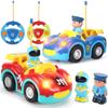 Liberty Imports My First Cartoon RC Remote Control Cars for Toddlers Ages 1-3, Radio Control Toy for Baby, Kids 18 Months+ (Race Car + Police Car) view 1