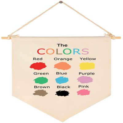 the Colors Education - Canvas Hanging Flag Banner Wall Sign Decor - Christmas Gifts for Baby Kids Girl Nursery Room Front Door - Preschool Education- Baby Shower,Birthday,New Year Gifts