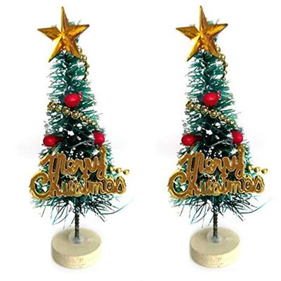 SXFSE Dollhouse Decoration Accessories, 2 Pack 1:12/1:6 Miniature Scene Model Mini Christmas Trees Pretend Toys (Green)