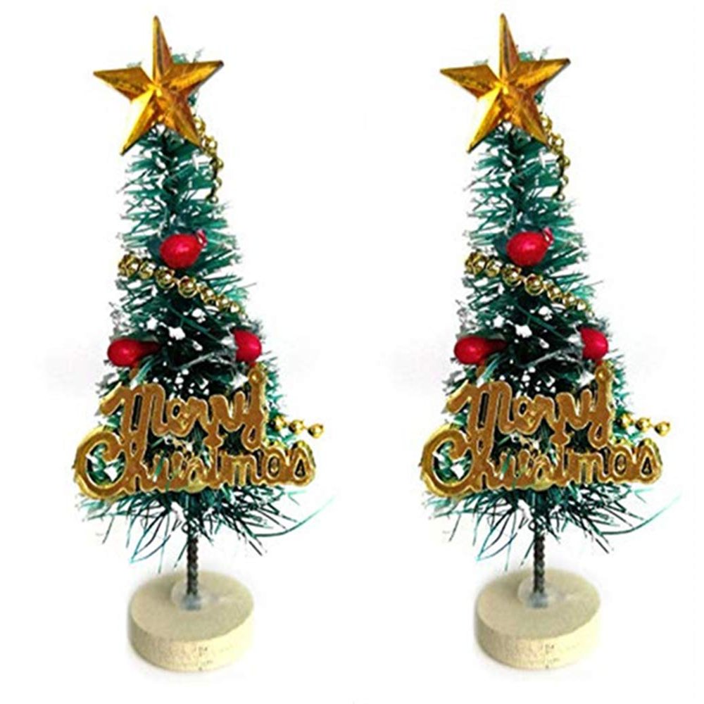 SXFSE Dollhouse Decoration Accessories, 2 Pack 1:12/1:6 Miniature Scene Model Mini Christmas Trees Pretend Toys (Green)
