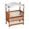 Dolls House Walnut Wood Canopy Cot Crib Miniature 1:12 Nursery Baby Furniture view 1