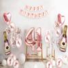 41st Birthday Party Decorations for Her Rose Gold Supplies Big Set with Birthday Banner and 41 BDay Digit Balloons for Women Including Latex and Confetti Balloons view 3