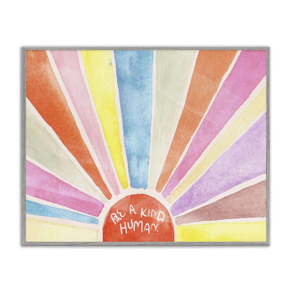 Stupell Industries Be a Kind Human Phrase Rainbow Sunbursts