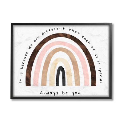 Stupell Industries Always Be You Phrase Inspirational Diversity Rainbow, Design by Erica Billups Black Framed Wall Art, 16 x 20, Multi-Color