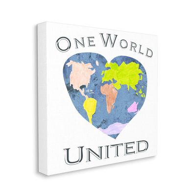 Stupell Industries One World United Phrase Abstract Heart Shaped Globe