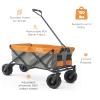 Creative Outdoor Wagon for Kids Push Pull Collapsible Stroller Folding Cart for Cargo, Supports Upto 150lbs Weight Capacity | All Terrain | Beach Park Garden Sports & Camping | Orange & Gray view 2