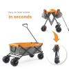 Creative Outdoor Wagon for Kids Push Pull Collapsible Stroller Folding Cart for Cargo, Supports Upto 150lbs Weight Capacity | All Terrain | Beach Park Garden Sports & Camping | Orange & Gray view 4