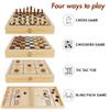 Juegoal 4-in-1 Wooden Fast Sling Puck Set for Kids and Adults, Chess, Checkers, Tic Tac Toe Games, Travel Portable Folding Tabletop Chess Board Game Sets, Interactive Families Toys view 4