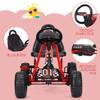 Costzon Go Kart for Kids, 4 Wheel Pedal Powered Go Cart with Adjustable Seat, Handbrake & Non-Slip Wheels, Outdoor Racer Ride On Pedal Car, Gift for Boys Girls (Red) view 3