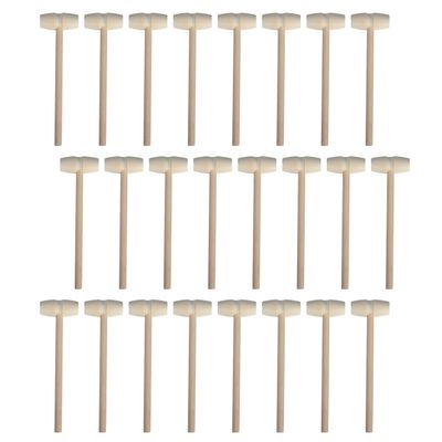 24 Pieces Mini Wooden Hammers Natural Wood Mallets Gavel Toy for Kids