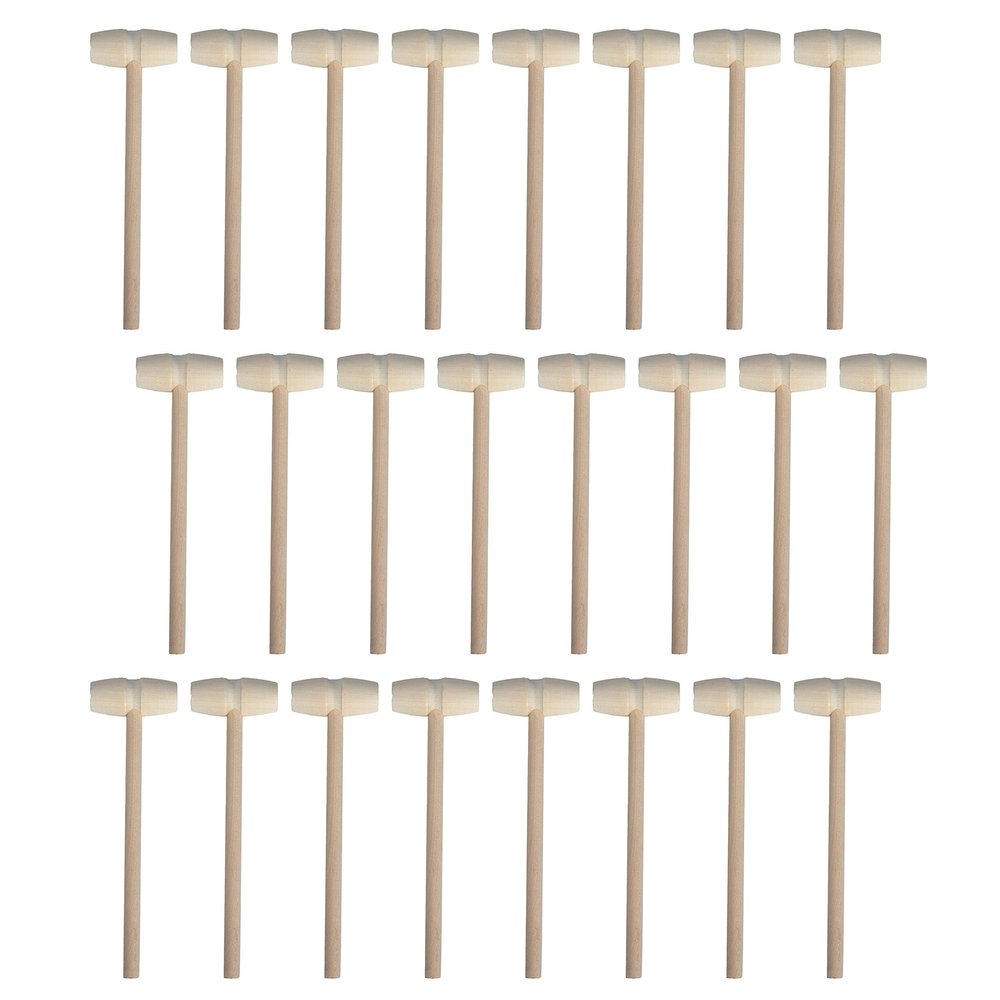 24 Pieces Mini Wooden Hammers Natural Wood Mallets Gavel Toy for Kids