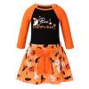 Agoky Infant Baby Girls Halloween Costume Long Sleeve Cartoon Pattern Printed Tops with Bowknot Pleated Short Skirt Orange 18-24 Months view 3