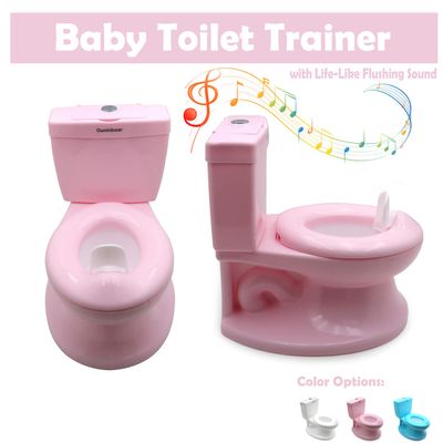 XKH- Baby Kids Portable Pink Realistic Toddler Potty Training Toilet w/Flushing Sound Baby Chair Seat Kid [P/N: ET-BABY004-PINK]