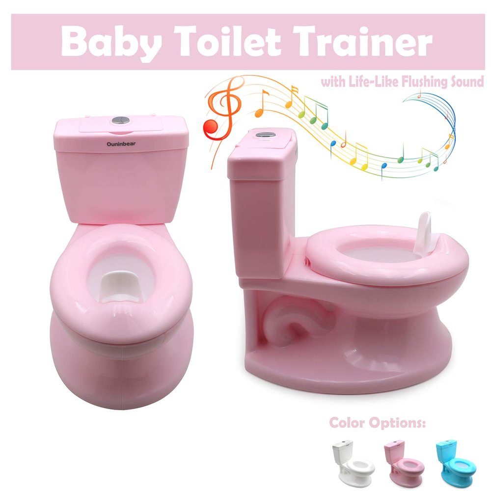 XKH- Baby Kids Portable Pink Realistic Toddler Potty Training Toilet w/Flushing Sound Baby Chair Seat Kid [P/N: ET-BABY004-PINK]