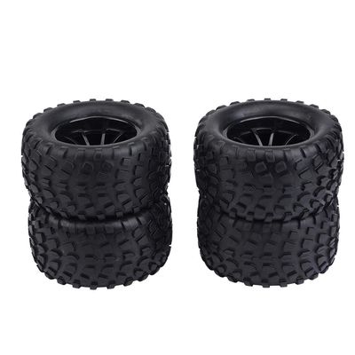 Flexible High Simulation RC Car Wheel Tire, 4pc/Set Anti-Skid Pattern RC Car Wheel Tyre, RC Off-Road Car for 1/10 RC Truck(Black 10-Hole Outline)