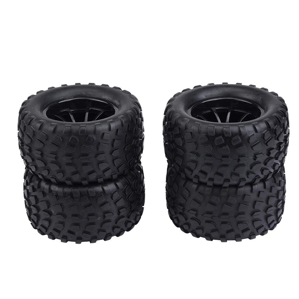 Flexible High Simulation RC Car Wheel Tire, 4pc/Set Anti-Skid Pattern RC Car Wheel Tyre, RC Off-Road Car for 1/10 RC Truck(Black 10-Hole Outline)
