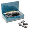 Bello Collezioni - Piazza Dei Miracoli Luxury Double Nine Black Professional Jumbo Size Tournament Dominoes Set from Italy in a Blue Briarwood Case view 1