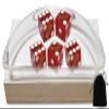 Set of 5 Las Vegas Casino 19mm Craps Dice, Clear Acrylic Dice Boat, Black Velvet Pouch (Palace Station (Red Frosted)) view 1