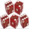 Set of 5 Las Vegas Casino 19mm Craps Dice, Clear Acrylic Dice Boat, Black Velvet Pouch (Palace Station (Red Frosted)) view 2