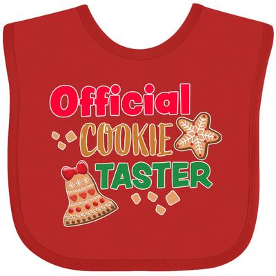 inktastic Christmas Official Cookie Taster with Bell and Star Cookie Baby Bib Red 380e3