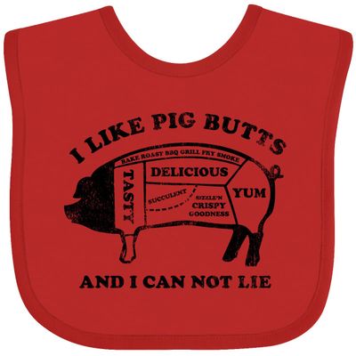 inktastic I Like Pig Butts Baby Bib Red 2d27e