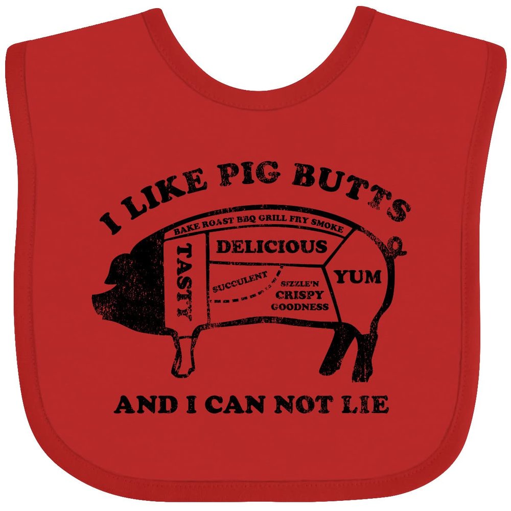 inktastic I Like Pig Butts Baby Bib Red 2d27e