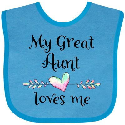 inktastic My Great Aunt Loves Me- Heart Baby Bib Turquoise 37612