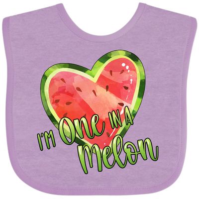 inktastic I'm 1 in a Melon- Watermelon Heart Baby Bib Lavender 3b22e
