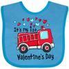 inktastic It's My 1st Valentine's Day Fire Truck Baby Bib Turquoise 39a29 view 1