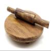 Crafts CollecTion Store Kids Baby Miniature Handmade Wooden Chakla Belan Set with Rolling Pin and Board Only for Kids Use (Brown) view 2