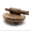 Crafts CollecTion Store Kids Baby Miniature Handmade Wooden Chakla Belan Set with Rolling Pin and Board Only for Kids Use (Brown) view 3