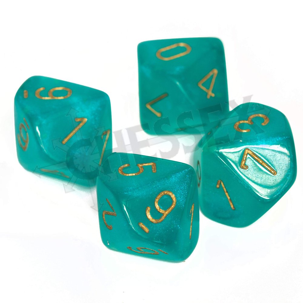 Borealis Teal/Gold Luminary Set of Ten d10s (27385)