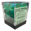 Chessex Borealis 16mm d6 Light Green/Gold Luminary Dice Block (12 dice) (27775) view 1