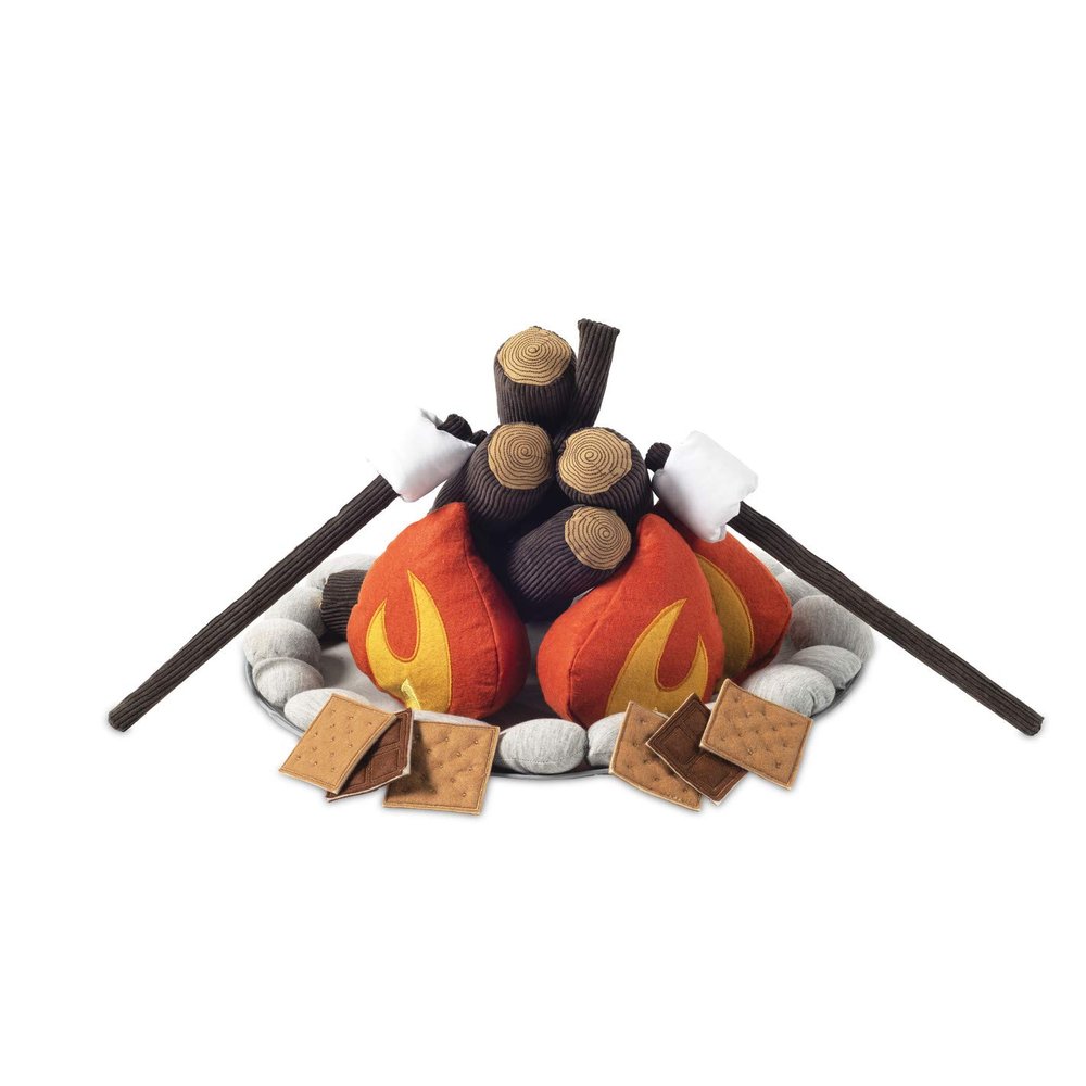 MindWare Oh So Fun Plush Campfire Set, Pretend Camping Playset with Soft Fire Pit and SMores Accessories for Imaginative Indoor Play, Kids Ages 3+, Pretend Play Gift for Kids