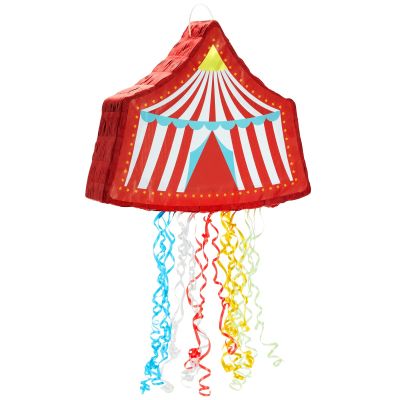 BLUE PANDA Pull String Circus Pinata - Small, 16.5 x 3 x 13 In, Red, Blue & Yellow - Carnival Pinata & Party Decoration - Pull String for Kids for Circus Themed Birthday Party