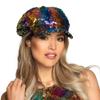 Boland 33004 Rainbow Switch Hat Reversible Sequins Rainbow/Silver Accessory Headpiece Cap Theme Party Carnival view 3
